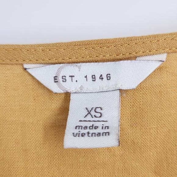 C Est 1946 Yellow Puff Sleeve Linen Blend Dress - XS - Picture 3 of 4